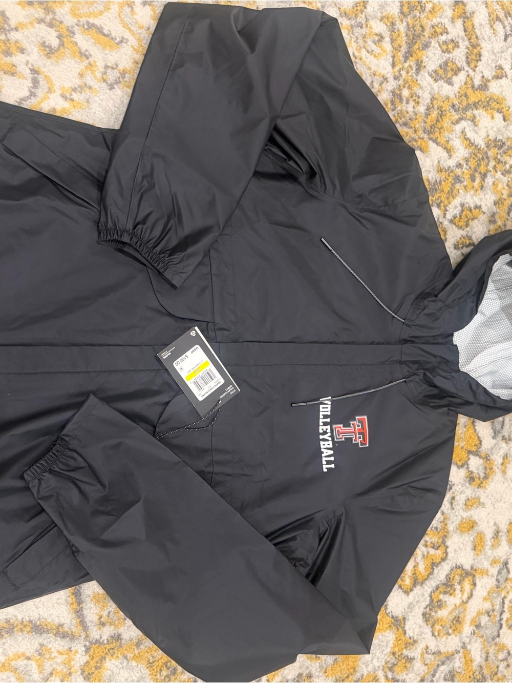 Under Armour Black Hooded Texas tech Volleyball Windbreaker with Red Logo